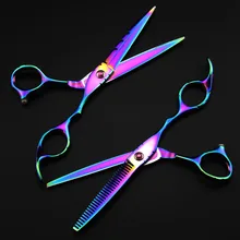 Профессиональный 6 дюймов Япония 440C сталь 9cr13 Радуга резка и филеровочные Ножницы Набор Парикмахерские ножницы
