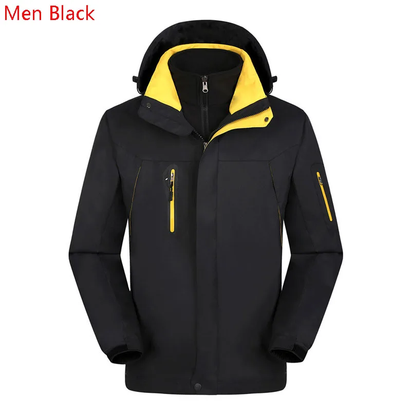 RAY GRACE зимние 3 в 1 внутренняя флисовая уличная Женская куртка теплая водонепроницаемая ветрозащитная Мужская Спортивная Треккинговая походная куртка - Цвет: Men Black