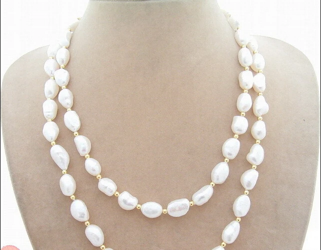 

Wholesale FREE SHIPPING N0902026 48" 12mm White Baroque Pearl Necklace