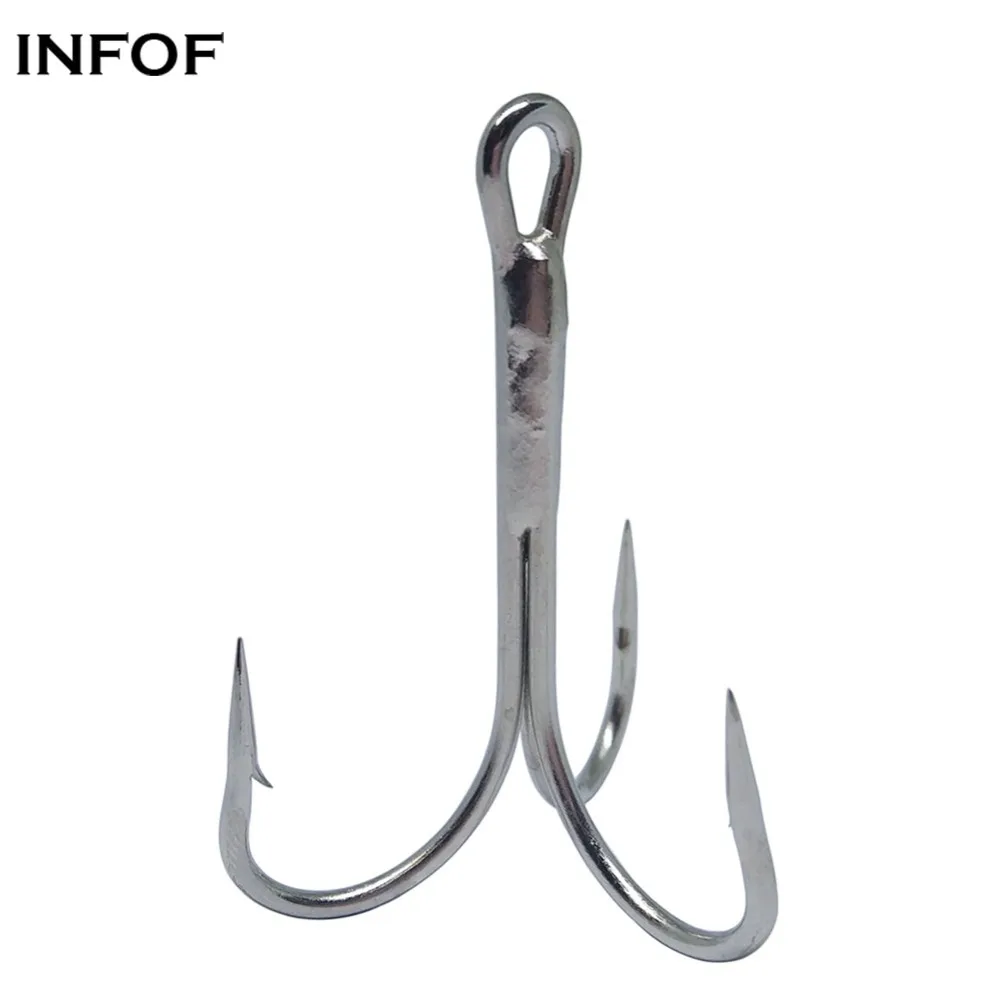 INFOF 50pcs Fishing Treble Hooks 6/0 Triple Hook Carbon Steel Sharp