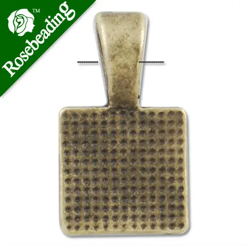 

18*10 MM Antique Bronze Square Glue On Bail ,Sold 200 PCS Per Package