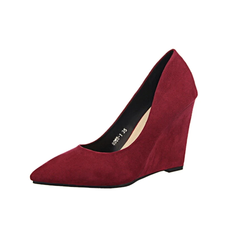 

2016 Women's High Heels Pointed Toe Wedges Sexy Female Shoes Woman Candy Color Pumps Shoes For Wedding 6 Colors XWD2113