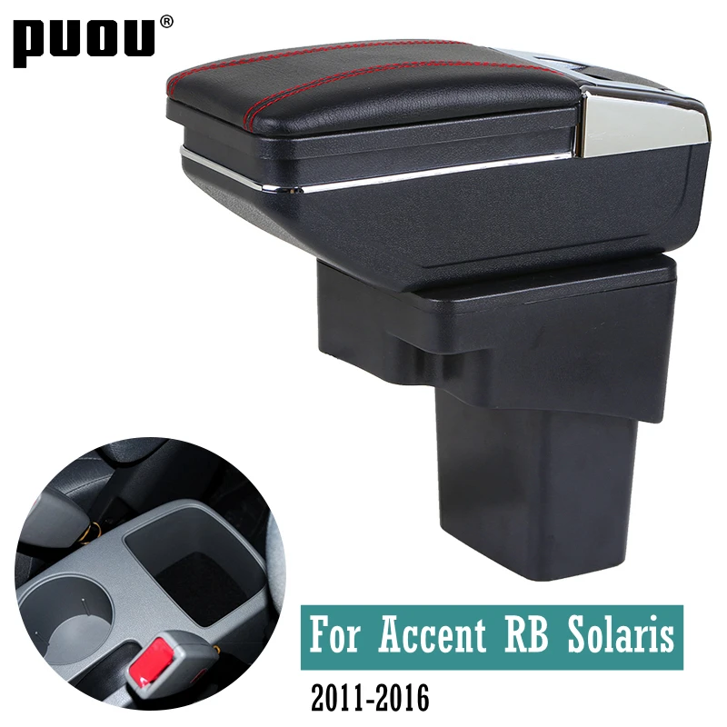 

Center Centre Console Storage Box 2011-2016 For Hyundai Accent RB Solaris Double layer ashtray USB Charging armrest box