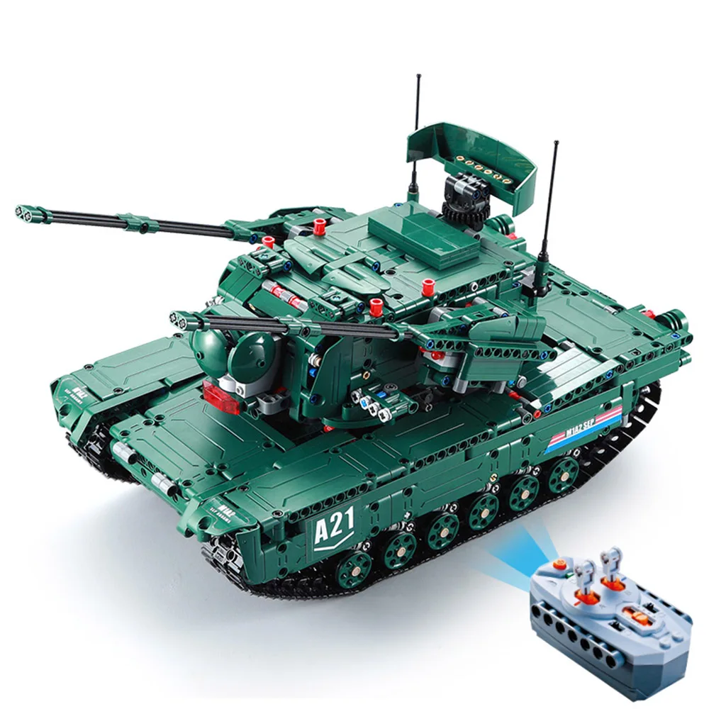 

RC Tank C61001W 1498 PCS Building Blocks 1/20 Transformable M1A2 militaire Tank Vehicle RC Toys Model Gifts