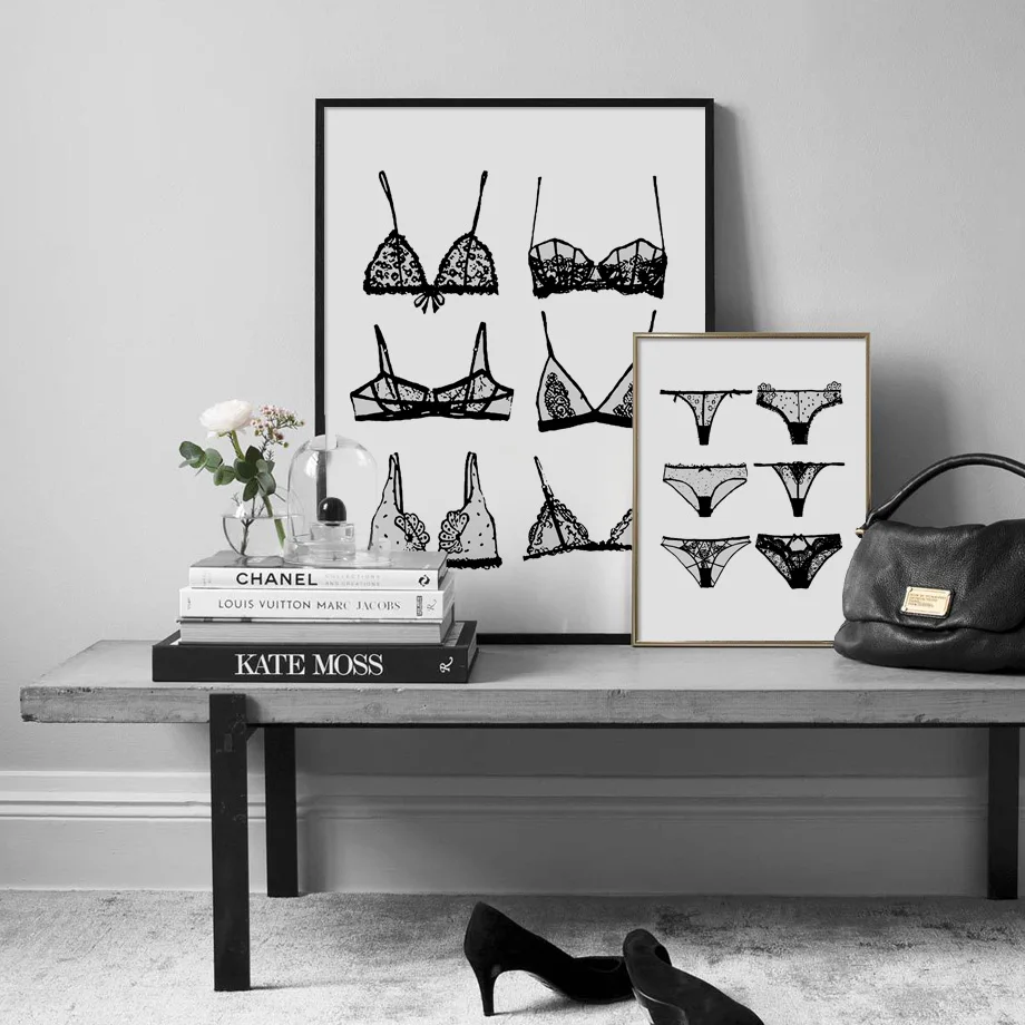 

Home Decor Wall Art Modular Prints Pictures Woman Fashion Sexy Lace Underwear Nordic Poster Modern Painting Canvas For Bedroom