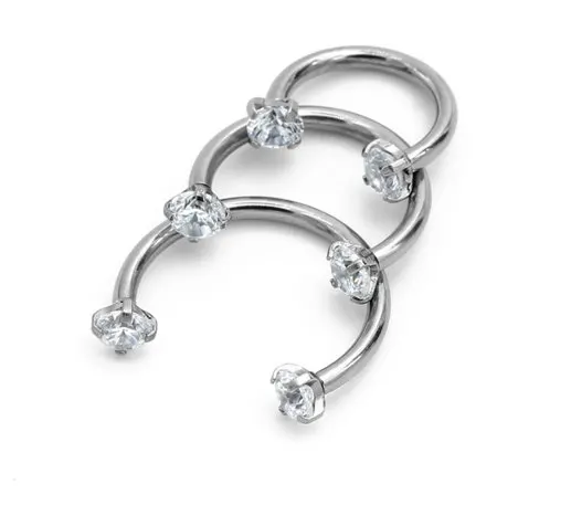 

20pcs Surgical Steel CZ Round Labret Lip Ring Eyebrom Nose/Ear Helix Bar Cartilage earring tragus 16G*8mm/10/12mm Horeshoes CBR