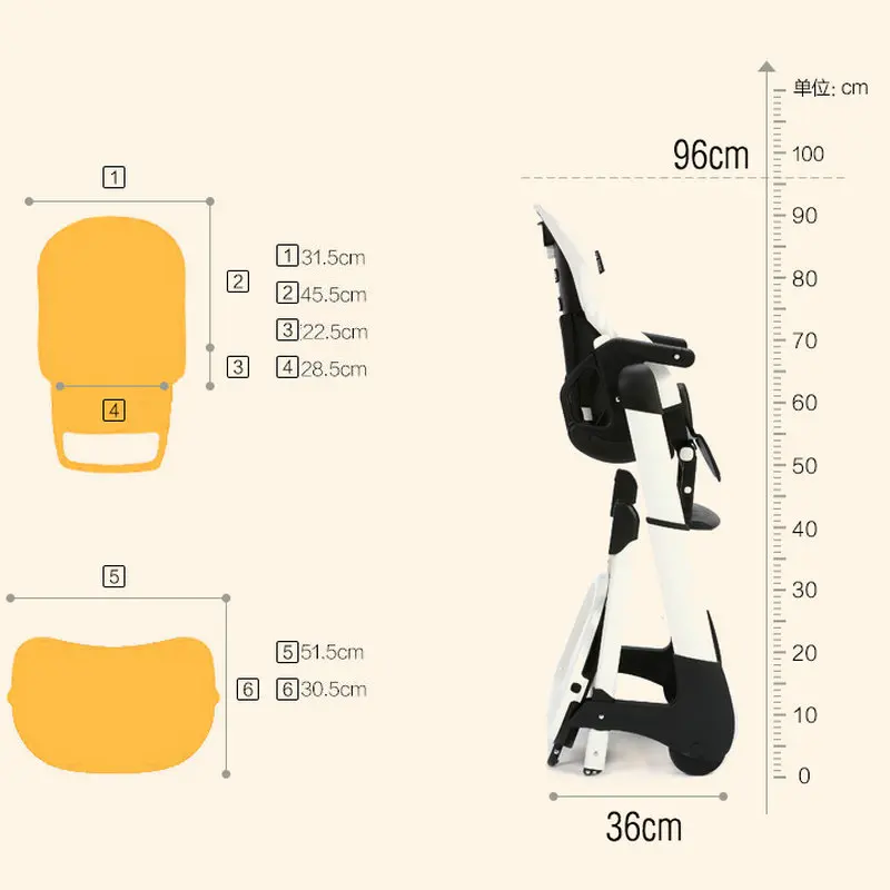 CH детское кожаное кресло 4 в 1, детский стульчик для кормления, складной детский стульчик для кормления с пластиковым поддоном из полипропилена, Белый детский стульчик для кормления