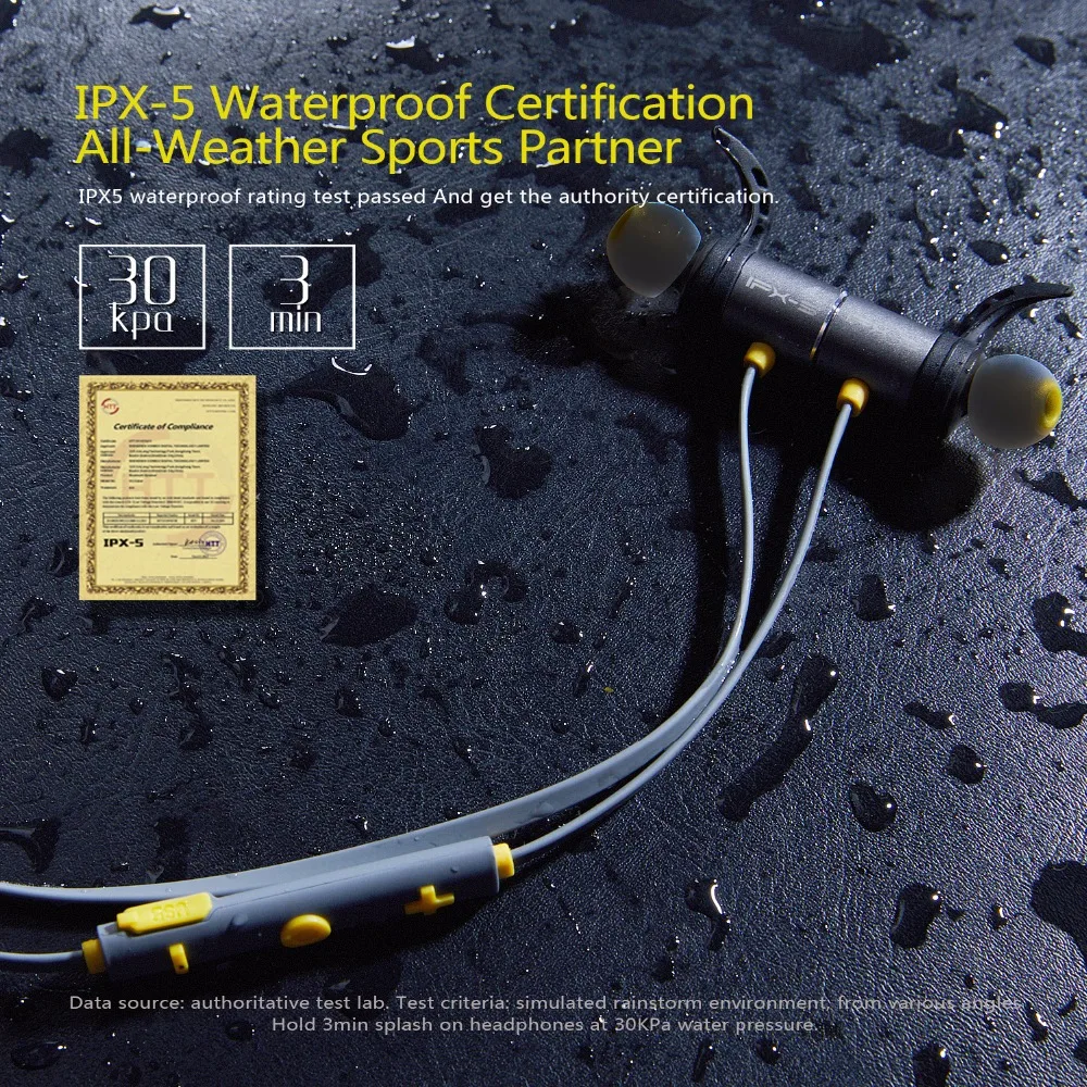 Беспроводные Bluetooth наушники Plextone BX343 IPX5 водонепроницаемые магнитные Спортивная