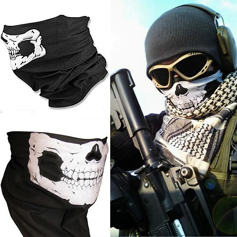 Multi-functional Outdoor Bike Motorcycle Helmet Skull Neck Face Bandana Mask for Paintball Ski Sport Headband Hiking Scarves