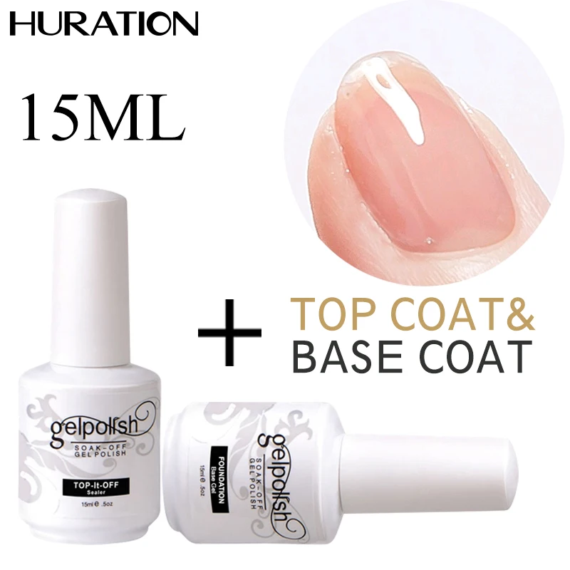 Huration Новая основа и верхнее покрытие грунтовка прозрачный гель лак для ногтей 15