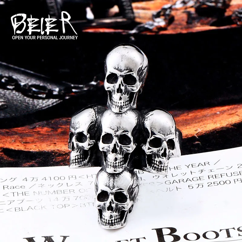 Beier new store 316L Stainless Steel ring Fashion Cross Skull Men's Ring High-quality jewelry LLBR8-558R