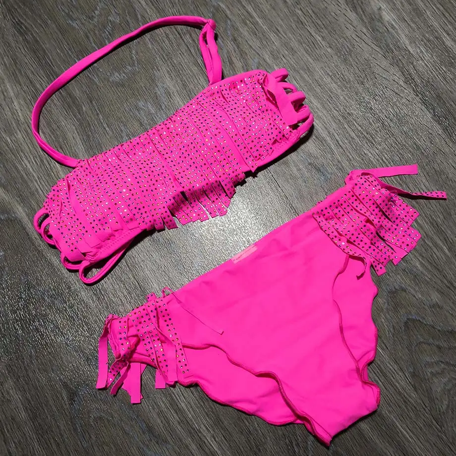 3-16 Years Ruffle Girl Swimsuit Kids Two Piece Children's Swimwear Patchwork Girl Bikini Set Little Girls Bathing Suit Beachwear