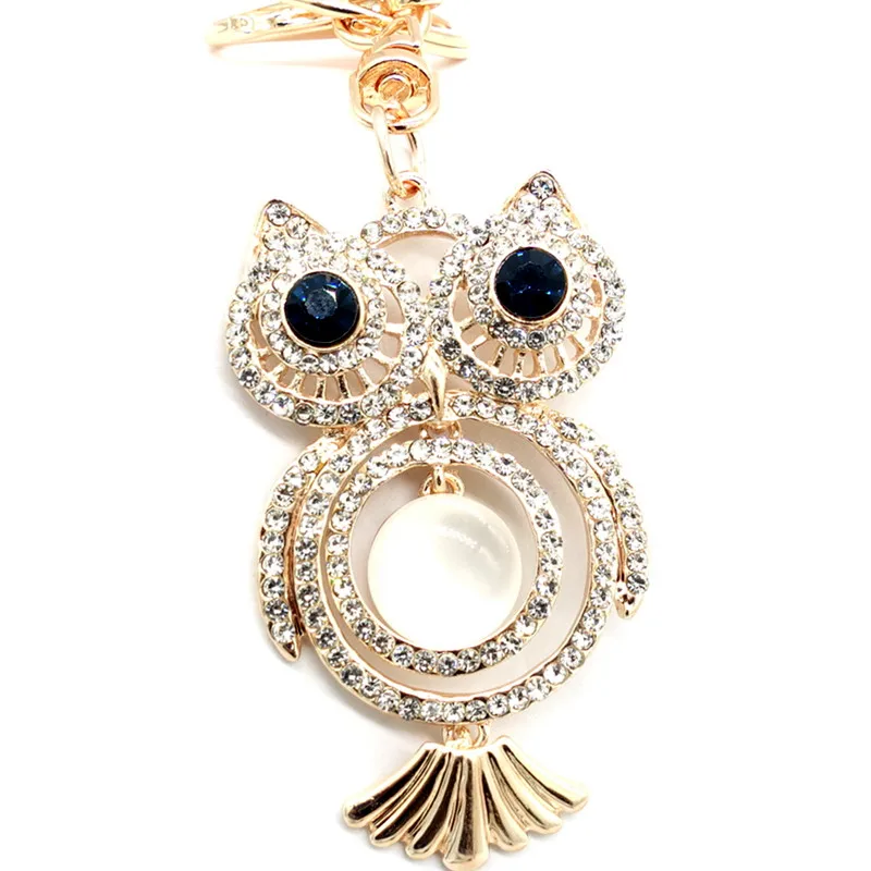 Хитовые брелки для ключей брелок Кошелек Сумочка со стразами CZ брелок на цепочку для ключей подарок, ожерелье с подвеской - Цвет: owl 2