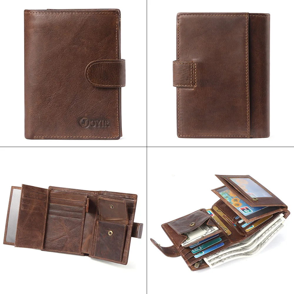 

JOYIR Famous Men Genuine Leather Wallet Male Coin Purse Men Wallets RFID Card Holder Male Wallet Small Perse Carteira Masculina