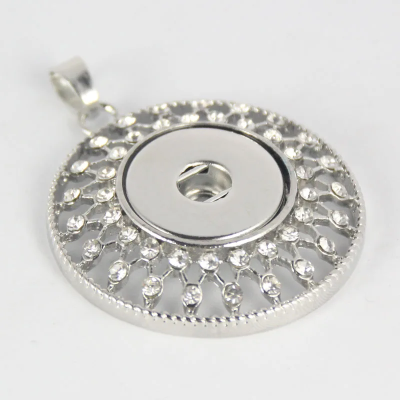 Wholesale 12pcs/lot high quality big hollow round shape rhinestone metal button pendant for making ginger snap necklaces | Украшения и