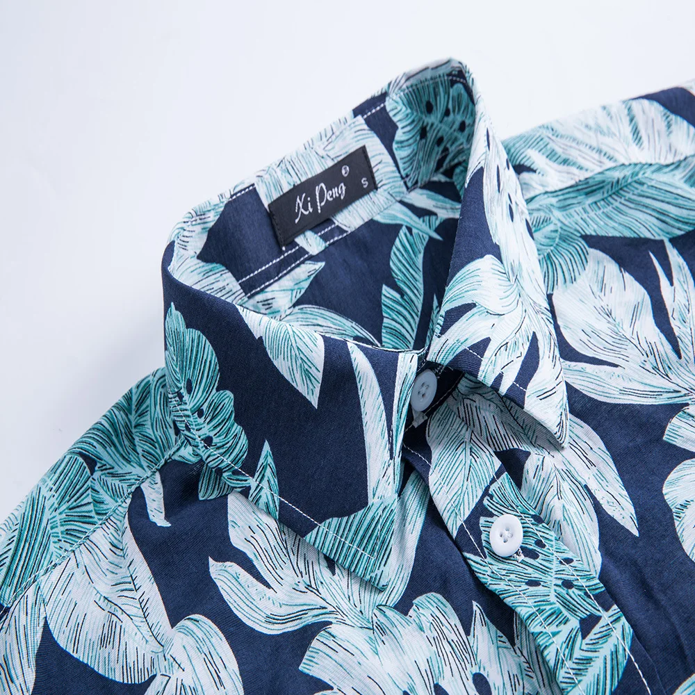 Мужская гавайская рубашка 2019 модная летняя повседневная хлопковая рубашка с коротким рукавом и цветочным принтом Мужская пляжная рубашка