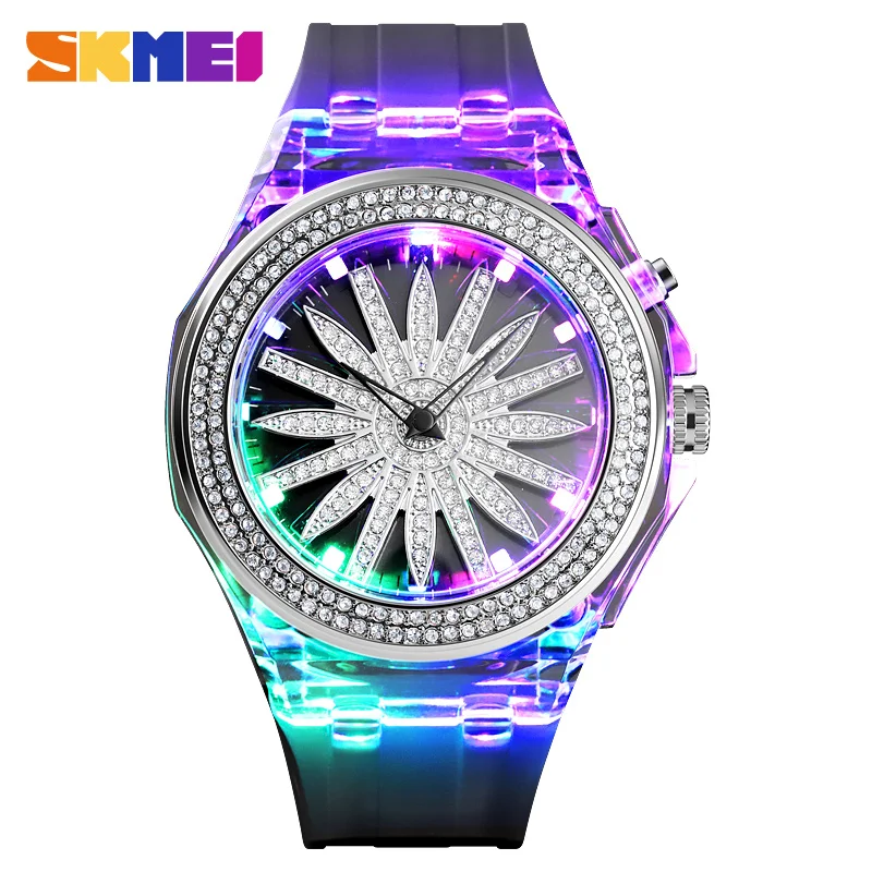 

SKMEI Fashion Flower Dial Women Quartz Watch LED Back Light 5Bar Waterproof Female Ladies Wristwatches Relogio Feminino 1536