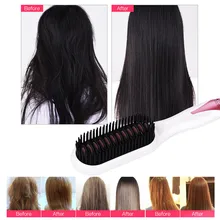 Щетка для выпрямления волос турмалиновый Керамический выпрямитель, железная Светодиодная панель температурного контроля, антипроскальзывающая расческа для волос, нагревание 37