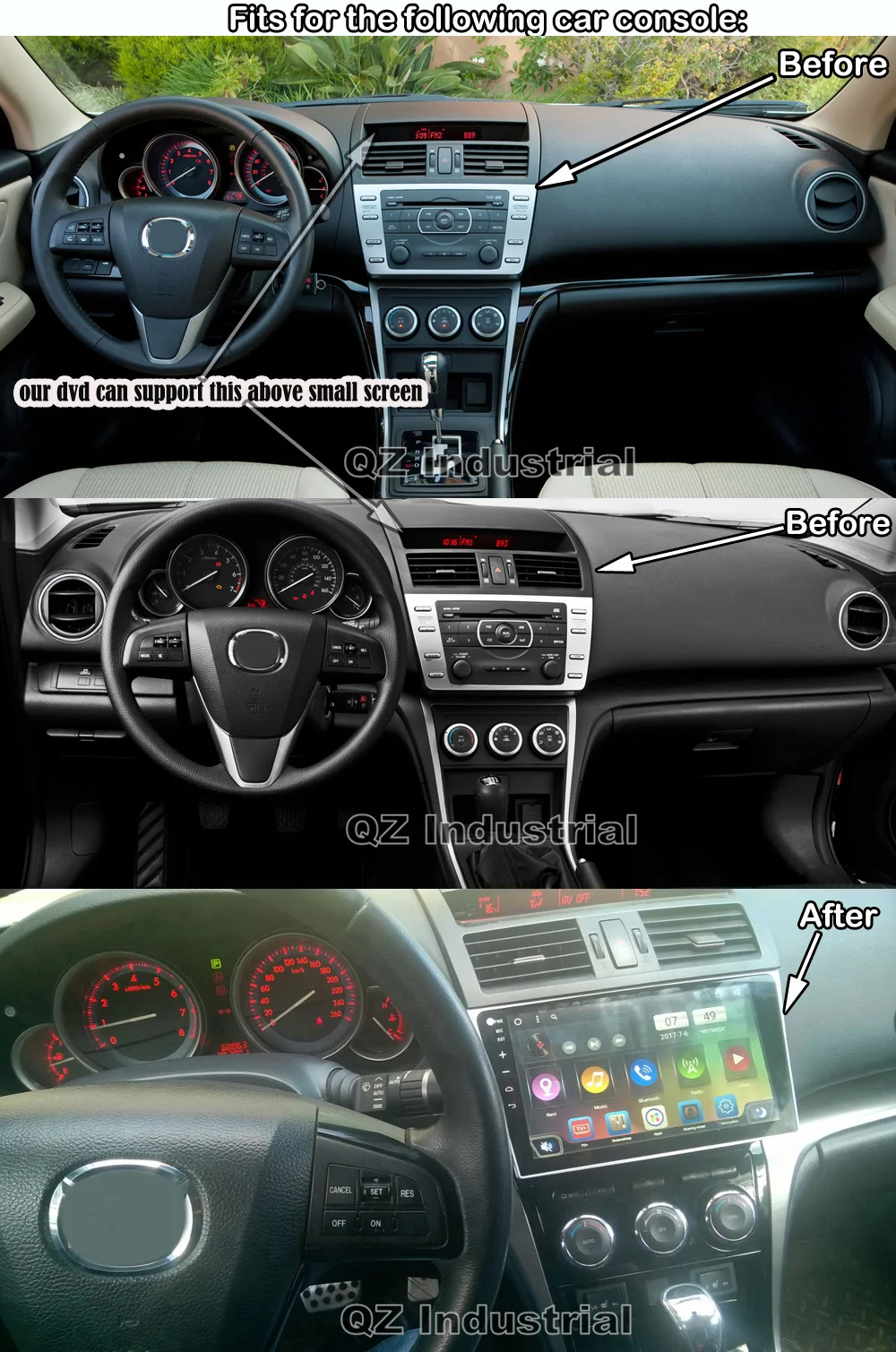 Perfect QZ industrail HD 10.2" 8core Android 8.1 T8 for MAZDA 6 Car DVD Player 2012-2014 with 3G 4G GPS WIFI BT Radio Navi SWC RDS Map 6