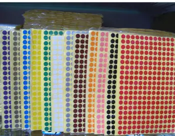 

11700stickers/lot Diameter 8mm mini Circle stickers Round Colorful Label small gold Dot Sticker