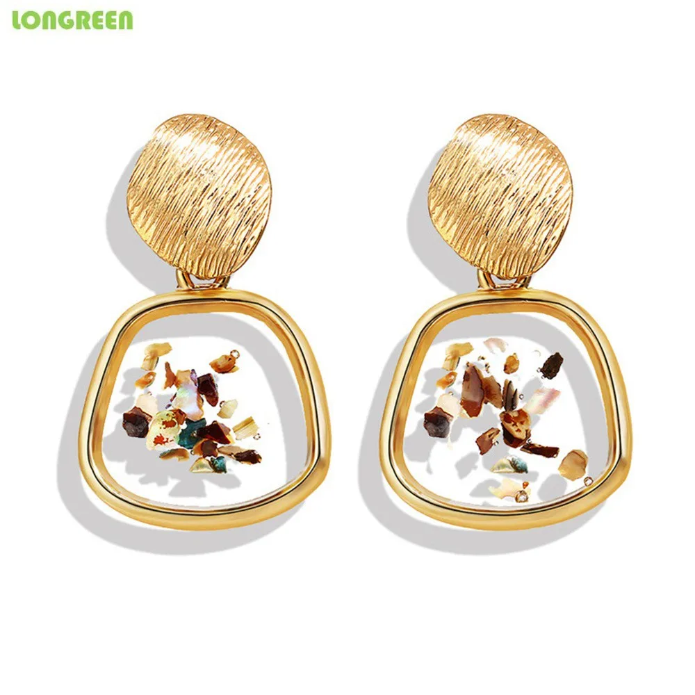 

New Creative Vintage Shell Conch Geometric Irregular Square Earrings 2019 Brinco Feminino Boucle Doreille Femme Brincos Vintage