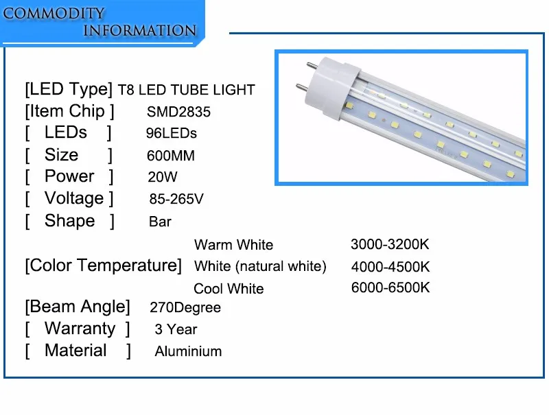 Toika 25 шт. 20 Вт 600 мм 2ft T8 V-образный LED Light Tube SMD2835 96led/pc 2000LM AC85-265V 270 градусов