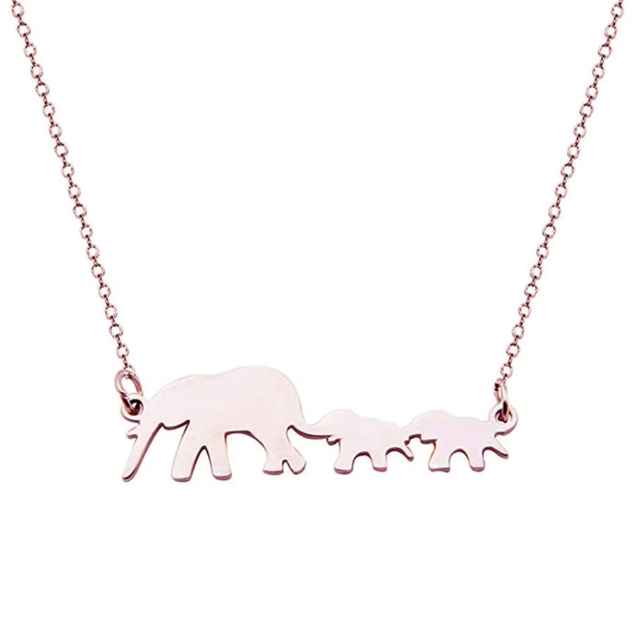 mother and two baby elephants necklace