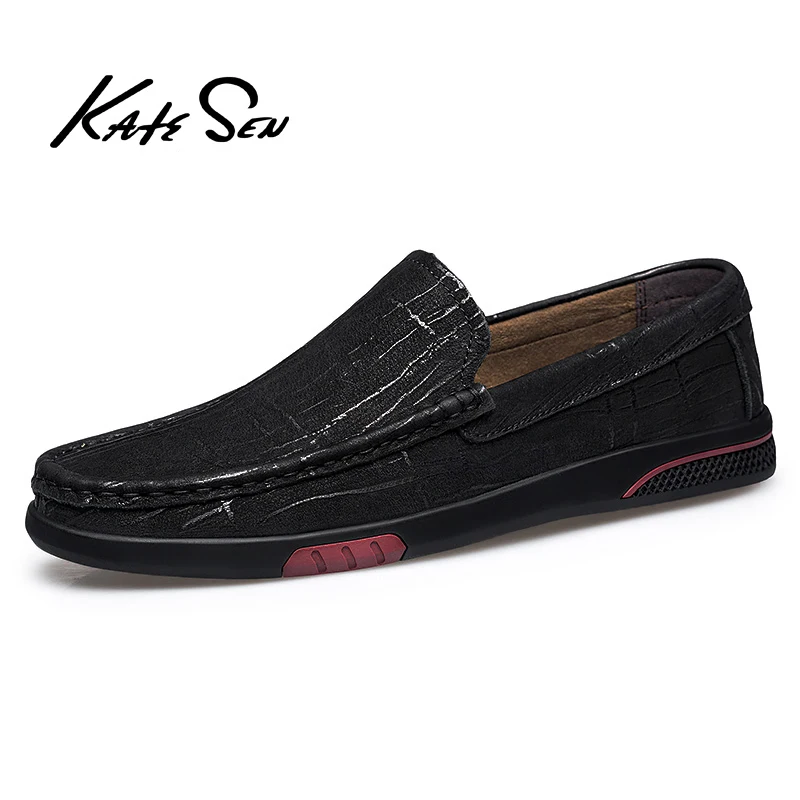 

KATESEN summer men's denim canvas shoes fashion lightweight breathable peas shoes lazy shoes comfortable non-slip driving shoes