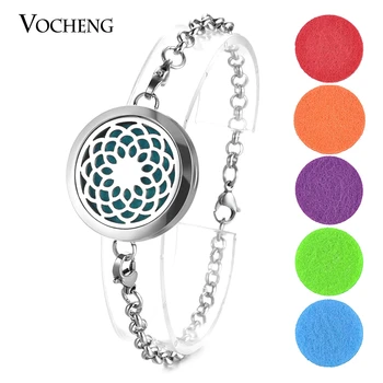 

316L Stainless Steel Essential Oil Diffuser Locket Bracelet 2 Styles Magnetic Bangle Randomly Send 10pcs Oil Pads as Gift VA-539