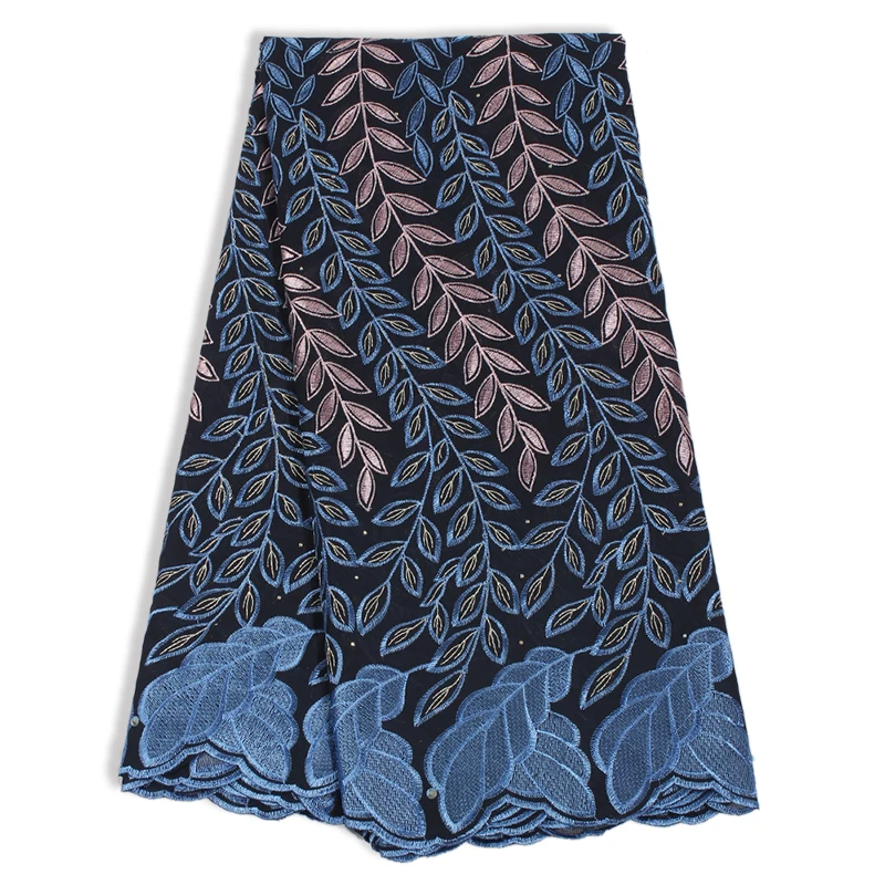 Высокое качество Африканский ткань швейцарская вуаль кружево вышитые с листьями стразы s Чистый хлопок S для платье