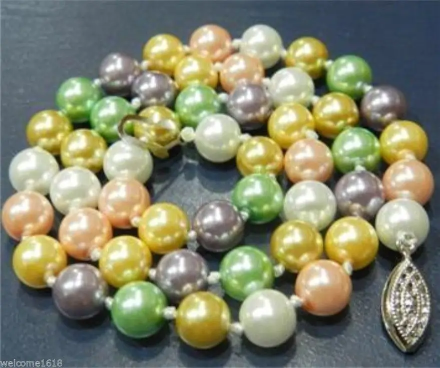 

FREE SHIPPING>>>@@ > 10mm Multicolor south sea shell pearl necklace 18" AAA style Fine Noble real Natural &