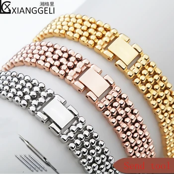 

Watch accessory strap ladies Gold Silver Rose Gold stainless steel waterproof strap for Swarovski Tissot Longines bracelet 12mm