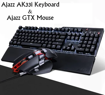 

New Ajazz Ak35i Ergonomic USB Wired Mechanical keyboard White Backlight Mechnaical Gaming Keyboard and Mouse set With Palm Rest