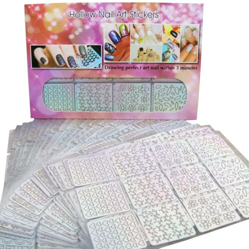 

24 Sheets New Nail Hollow Irregular Grid Stencil Reusable Manicure Stickers Stamping Template Nail Art Tools Ja 12