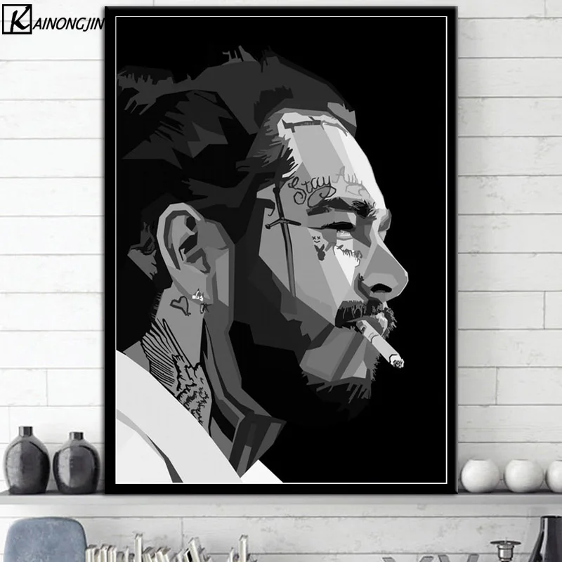 С изображением Трэвиса Скотта Young Thug Post Malone Мак Миллер плакат Wall Art Холст плакаты с живописью и печать, Картина Настенная номер домашнего декора - Цвет: 0001