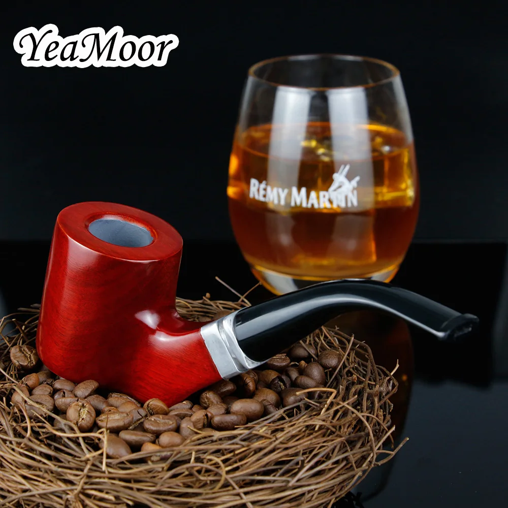 Красный сандал деревянная трубка 9 мм фильтр табака курительная трубка ручной работы на плоской подошве Табак трубы набор инструментов принадлежности для курения