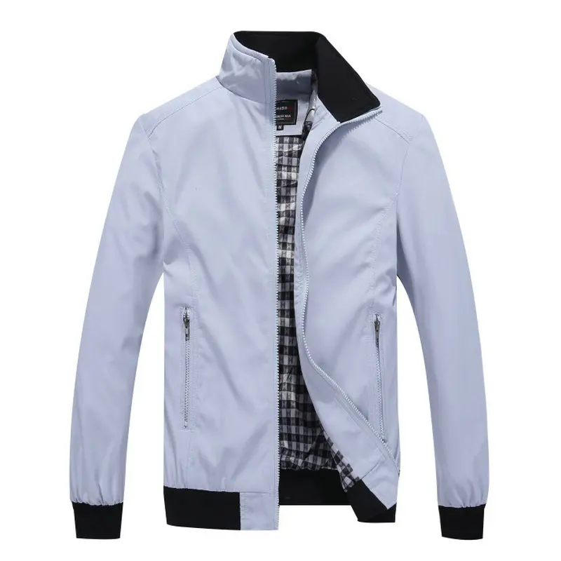Весенне-осенняя легкая куртка-бомбер для мужчин, Повседневная тонкая ветровка для тренировок, мужские куртки, пальто - Цвет: light grey