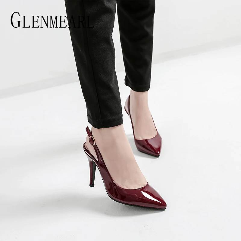 Women High Heels Wedding Pumps Sexy Pointed Toe Casual Female Shoes Fashion Ankle Strap Thin Heels Ladies Shoe New Plus Size DE