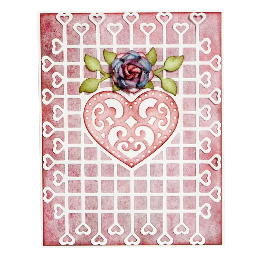  Heart grid backdrop DIY Metal Cutting Dies Scrapbooking Album Photo Embossing Crafts Paper Cards En - 32988690940