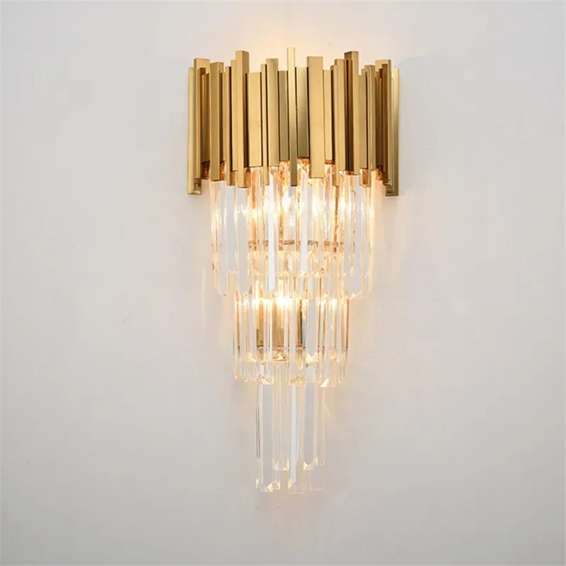 Роскошная золотая сталь K9 Хрустальная светодиодная подвесная люстра для гостиной, Подвесная лампа для внутреннего освещения - Цвет абажура: wall lamp 4