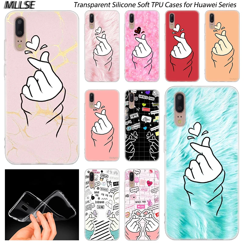 Мягкий силиконовый чехол Love on the finger kpop heart для Huawei P30 P20 P10 P9 P8 Lite 2017 Pro Mini P Smart 2019 Plus |