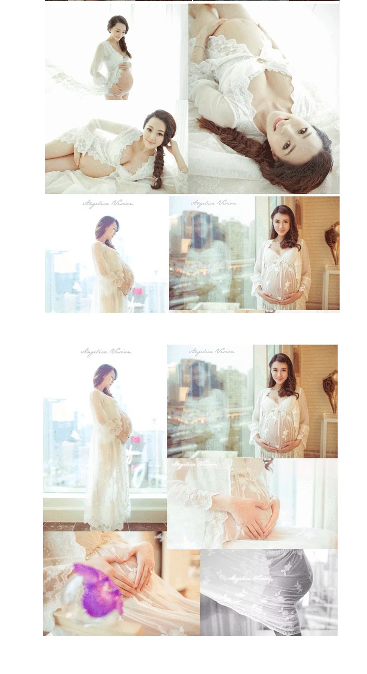 Women Sleepwear Sexy White Lace Long Robe Princess Dress Maternity Nightgown Elegant European-style Nightwear Vestidos