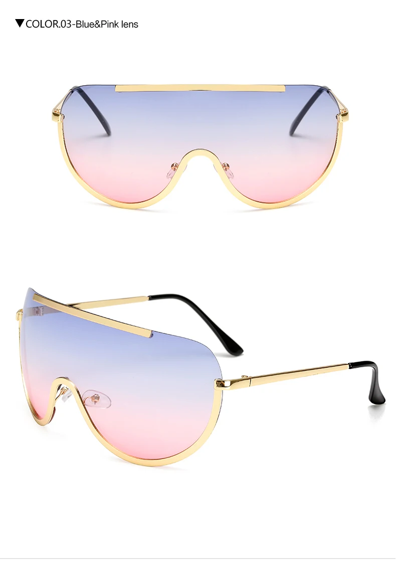 Унисекс цельные солнцезащитные очки для женщин новейший бренд дизайнер Суперстар солнцезащитные очки UV400 градиентные lunetes De Soleil longkeader - Цвет линз: blue pink lens
