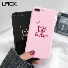 

LACK Glossy Letters QUEEN KING Couples Phone Case For iPhone 7 Plus Cute Loving Heart Soft Back Cover For iPhone X 6 6S 7 8 Plus