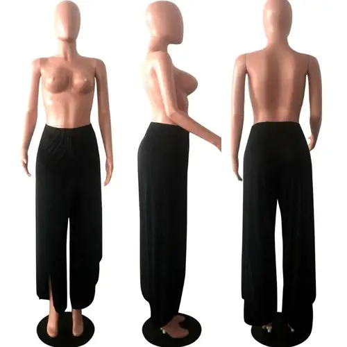 Wide Leg Pants Women Capris Solid Loose 체조 복 피트니스 춤 입는 게 분할 바지 Plus Size 하렘 요가 Pants Elastic 팔라인이 3