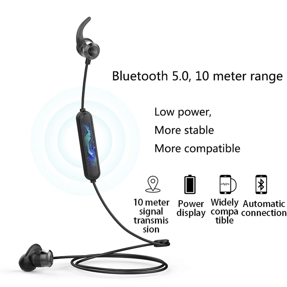 Uiisii B6 беспроводные bluetooth наушники спортивные BT5.0 IPX4 водонепроницаемые наушники-вкладыши iOS и Android Игровые музыкальные наушники