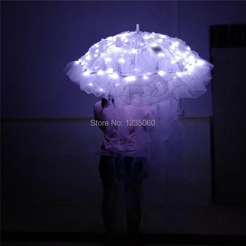 WYY костюмы для бальных танцев светодиодные белый светильник Медузы светящийся зонтик представление диско одежда платья наряд dj Вечерние