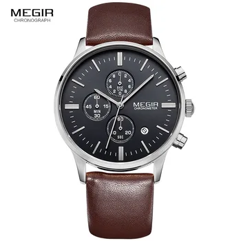 

Megir quartz watches men luminous waterproof sports watch man commercial leather wristwatch 2011 free shipping