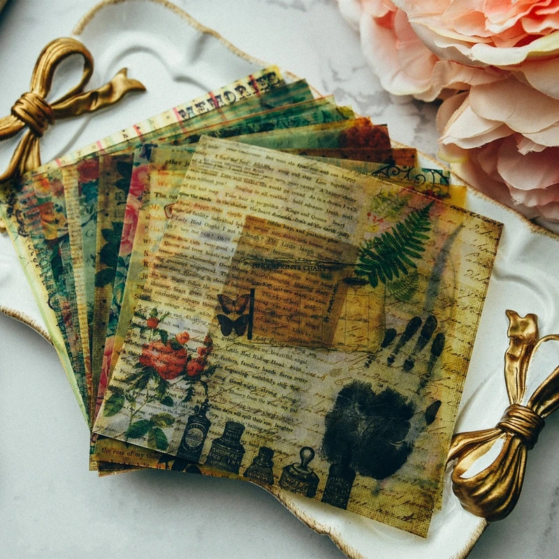 

10pcs/Set 4inch Vintage Vellum Self-adhesive Stickers for Scrapbooking Happy Planner Card Making Journal Project