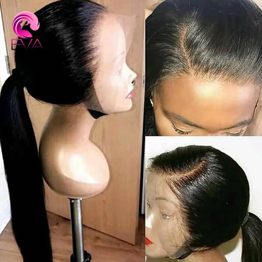 Straight Full Lace Human Hair Wigs With Baby Hair Pre Plucked Hairline Lace Wigs Bleached Knots EVA Hair Brazilian Remy Hair